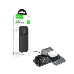 Carregador Rápido sem fios de Mesa Hoco CW65 North 3 em 1 Preto